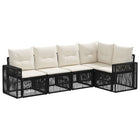 Tuinbankenset poly rattan zwart cream wit 5-delig
