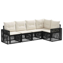Tuinbankenset 5 pcs Zwart en Cream Wit poly rattan