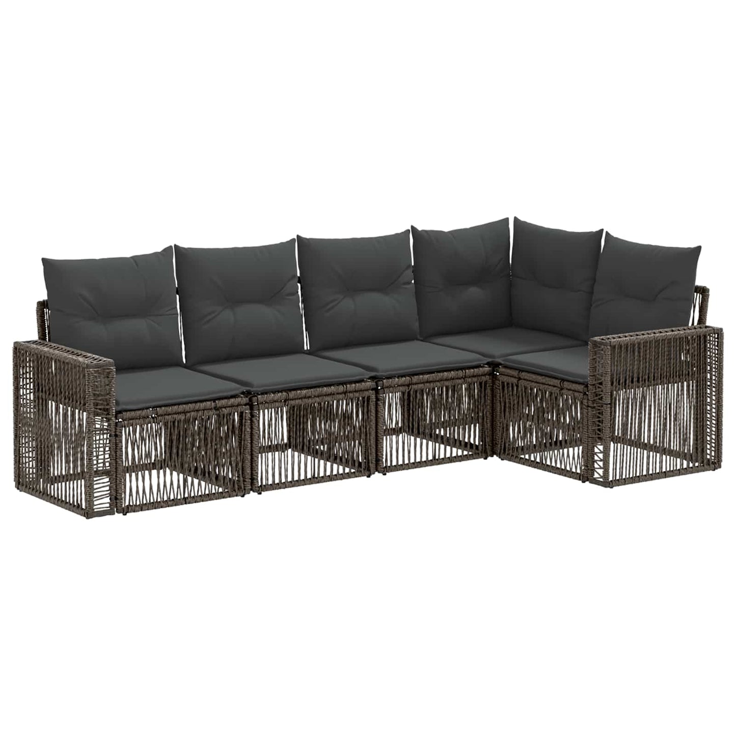 Tuinbankenset 5 pcs Grijs en Donkergrijs poly rattan