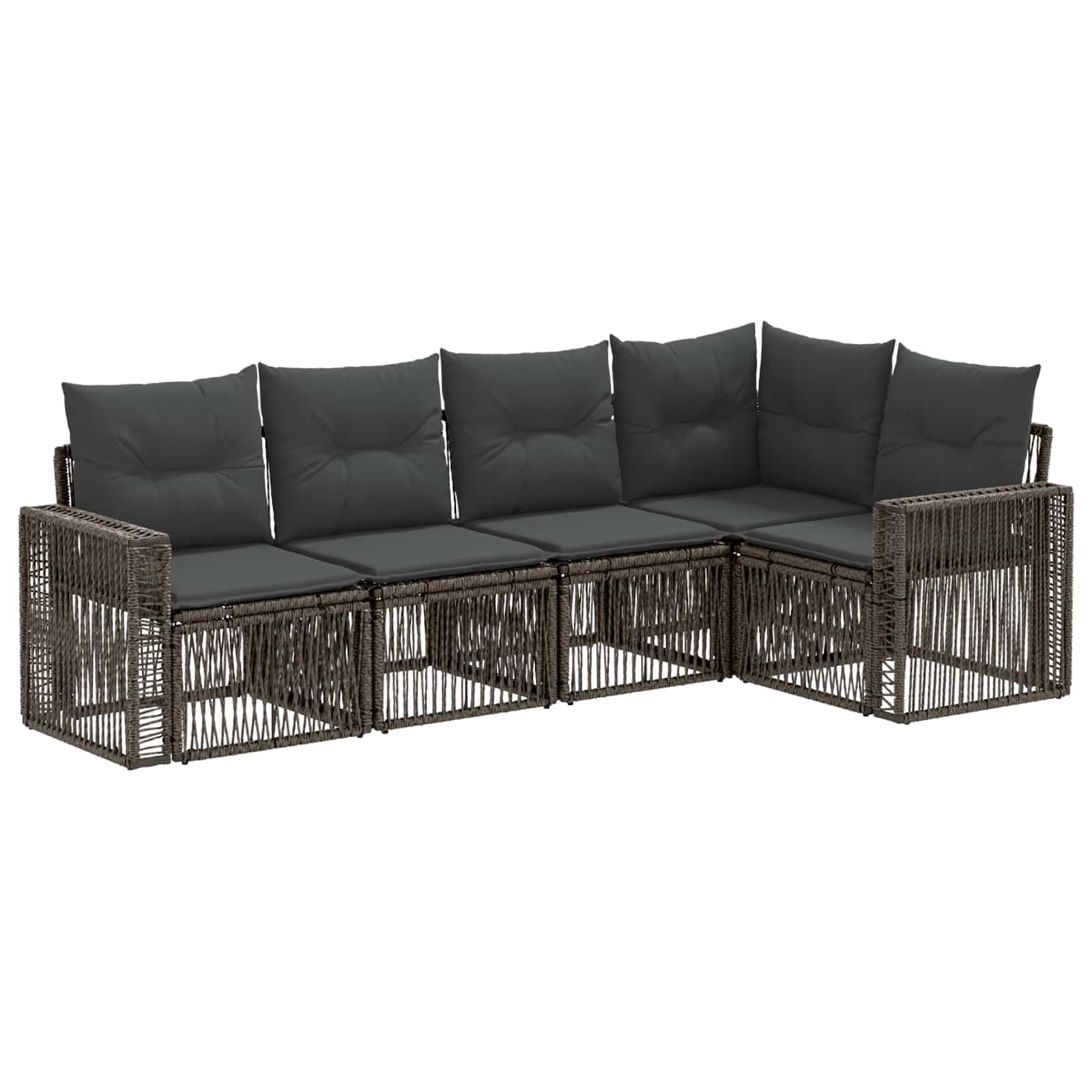 Tuinbankenset 5 pcs Grijs en Donkergrijs poly rattan