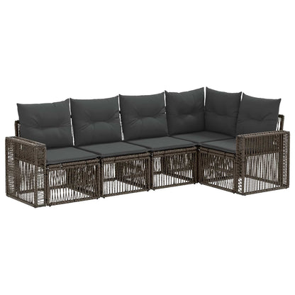 Tuinbankenset 5 pcs Grijs en Donkergrijs poly rattan