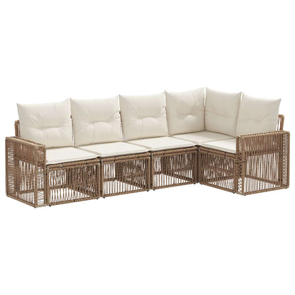 Tuinbankenset 5 pcs Beige en Crème Wit poly rattan