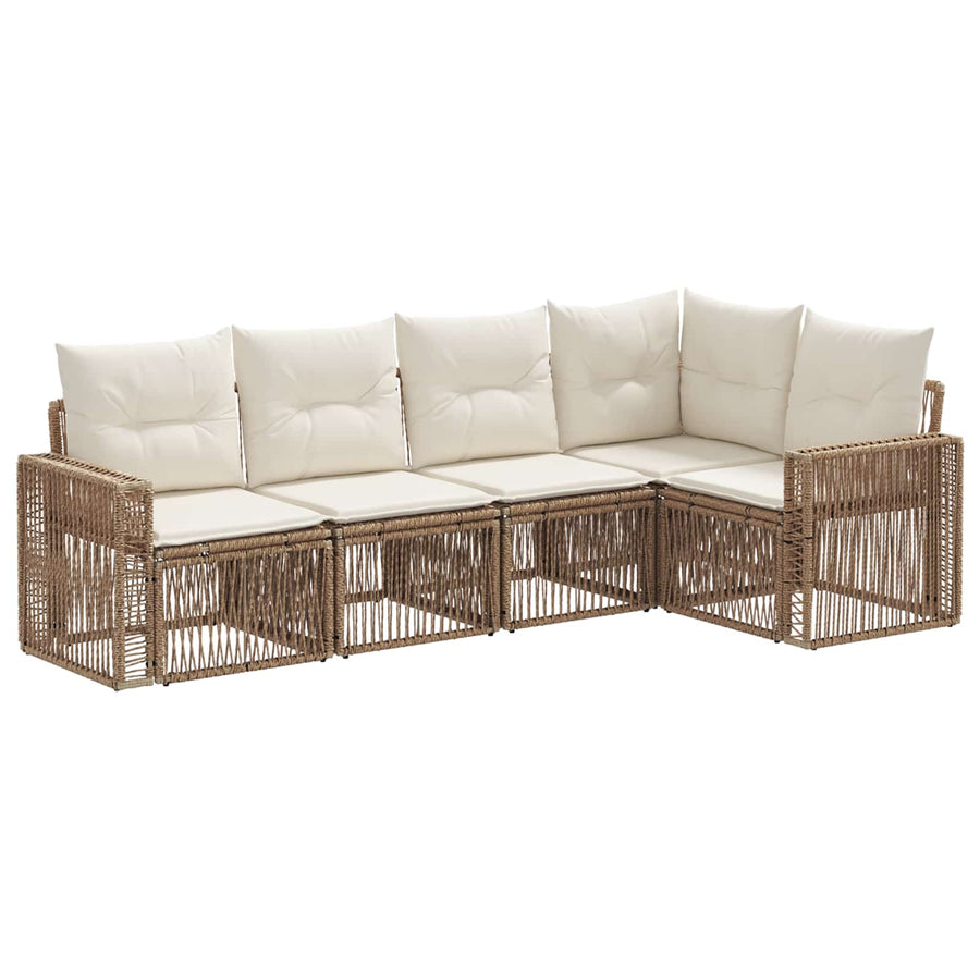 Tuinbankenset 5 pcs Beige en Crème Wit poly rattan