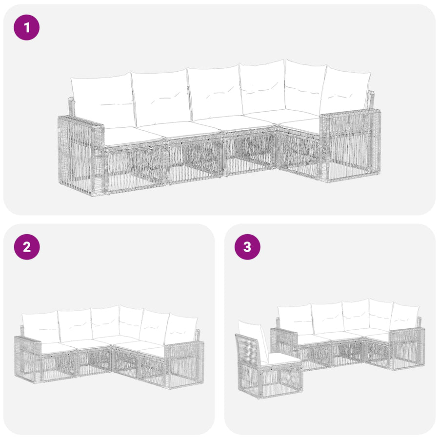 Tuinbankenset 5 pcs Beige en Crème Wit poly rattan