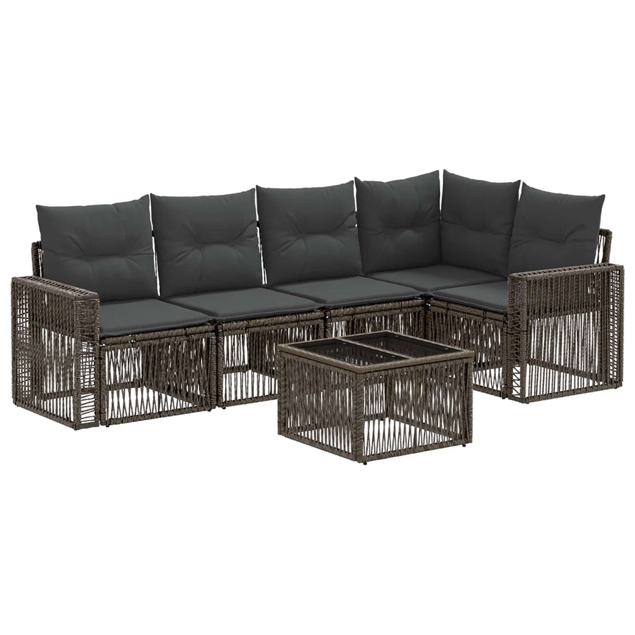 Tuinbankenset 6 pcs Grijs en Donkergrijs poly rattan