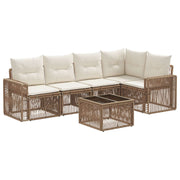Tuinset poly rattan beige crème wit 6-delig