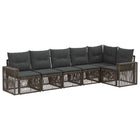 Tuinbankenset 6-delig poly rattan grijs
