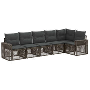 Tuinbankenset 6-delig poly rattan grijs