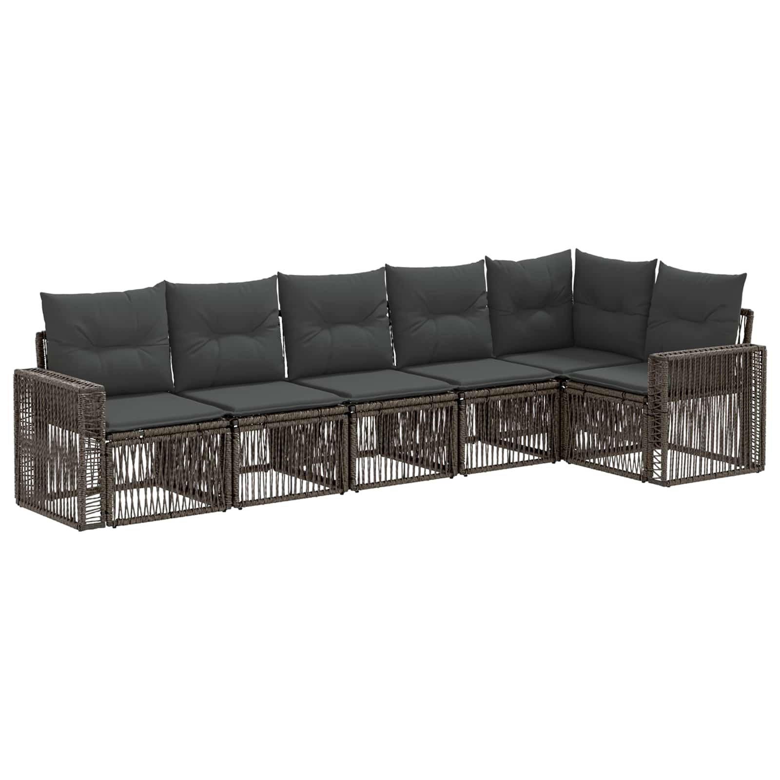 Tuinbankenset 6 pcs Grijs en Donkergrijs poly rattan