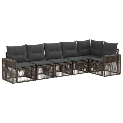 Tuinbankenset 6 pcs Grijs en Donkergrijs poly rattan