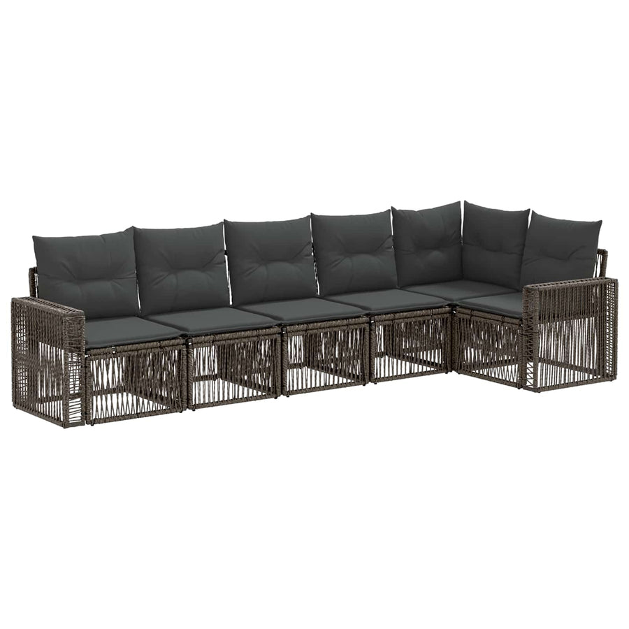 Tuinbankenset 6 pcs Grijs en Donkergrijs poly rattan