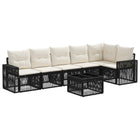 Tuinbankenset poly rattan zwart cream wit