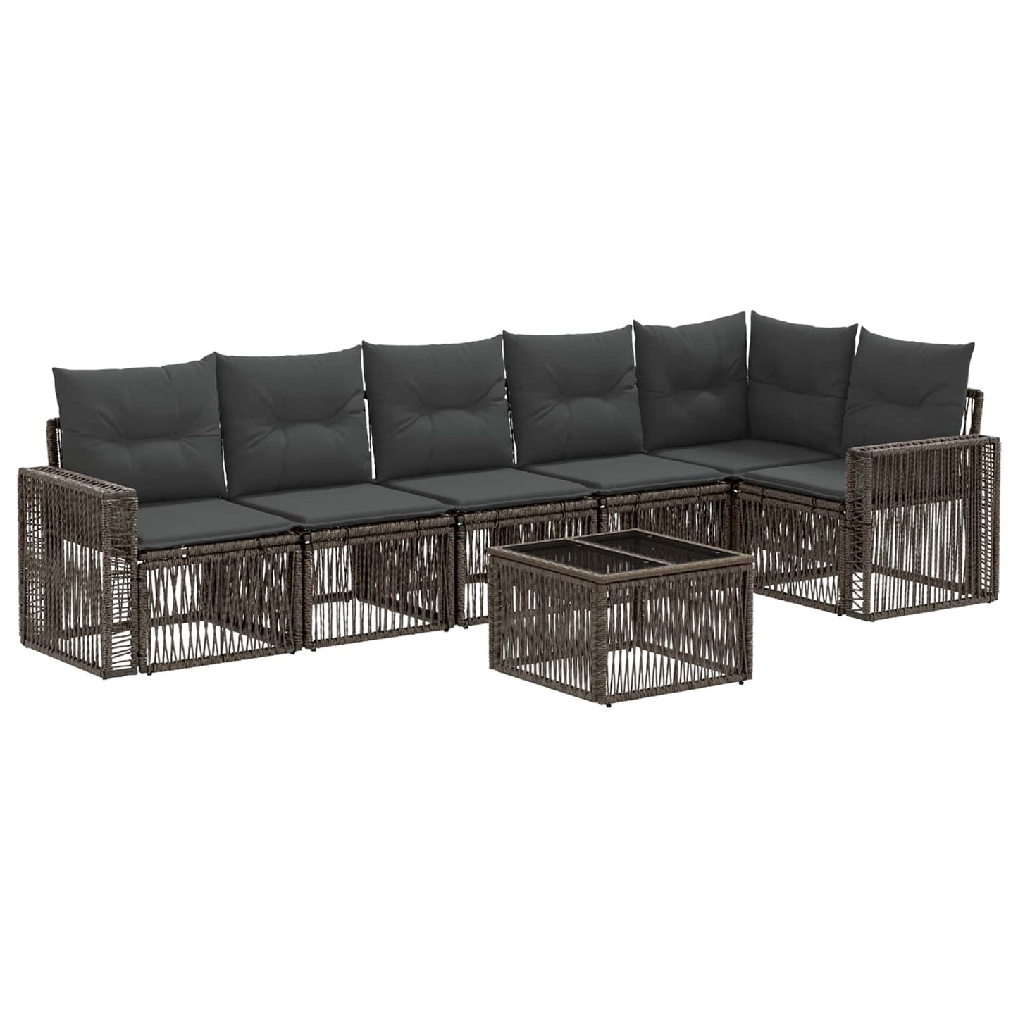 Tuinbankenset 7 pcs Grijs en Donkergrijs poly rattan