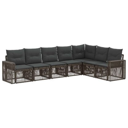 Tuinbankenset 7 pcs Grijs en Donkergrijs poly rattan