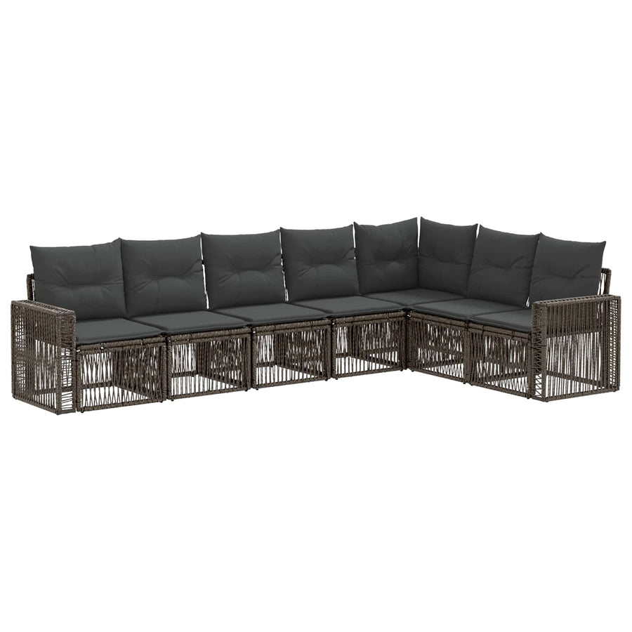 Tuinbankenset 7 pcs Grijs en Donkergrijs poly rattan