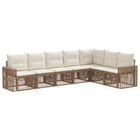 Tuinbankenset 7-delig poly rattan beige crème wit