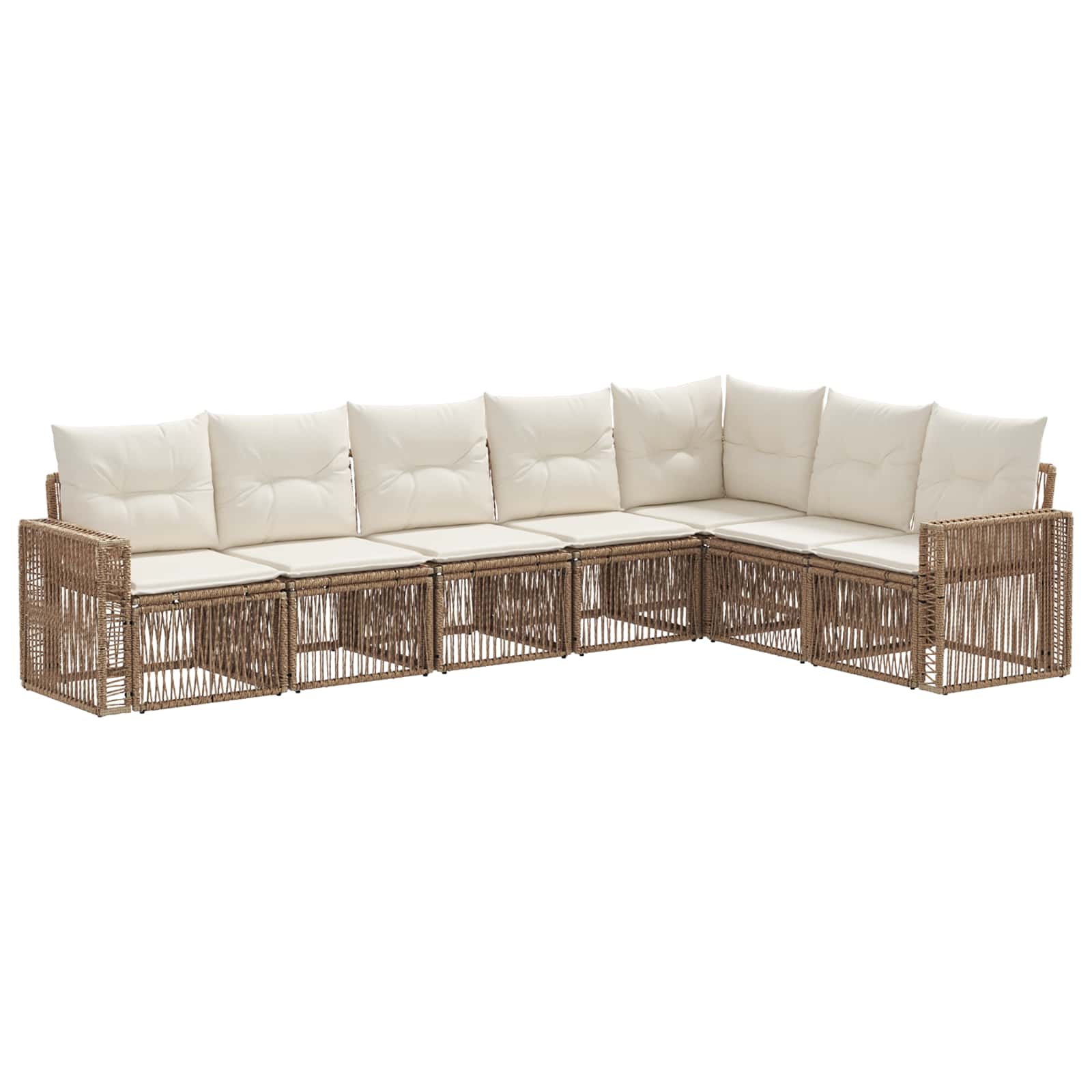 Tuinbankenset 7 pcs Beige en Crème Wit poly rattan