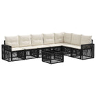 Tuinbankenset poly rattan zwart cream wit 7 zitplaatsen