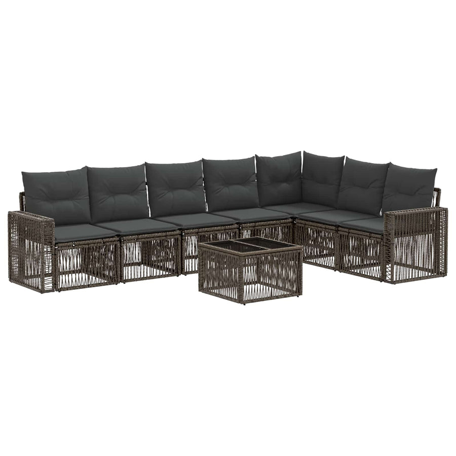 Tuinbankenset 8 pcs Grijs en Donkergrijs poly rattan