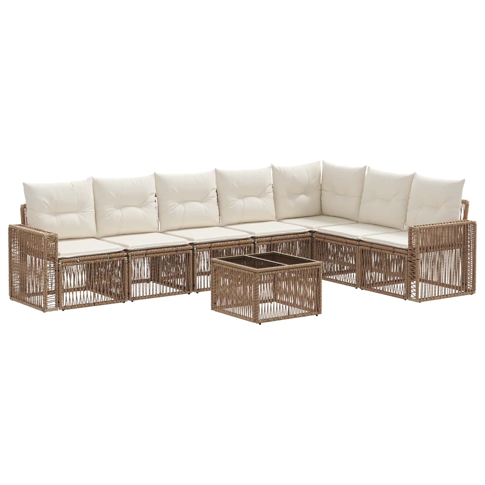 Tuinbankenset 8 pcs Beige en Crème Wit poly rattan