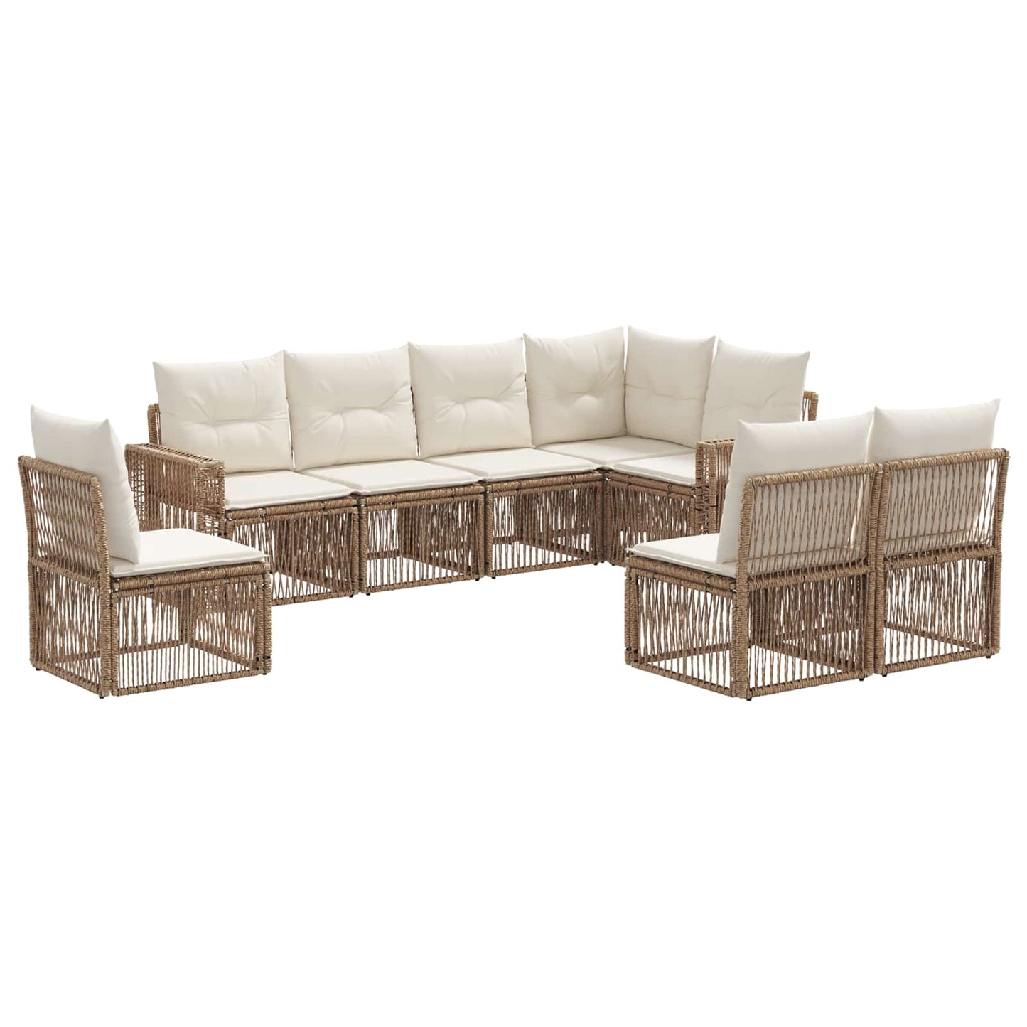 Tuinbankenset 8 pcs Beige en Crème Wit poly rattan