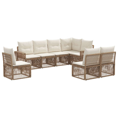 Tuinbankenset 8 pcs Beige en Crème Wit poly rattan