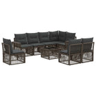 Tuinbankenset poly rattan grijs donkergrijs