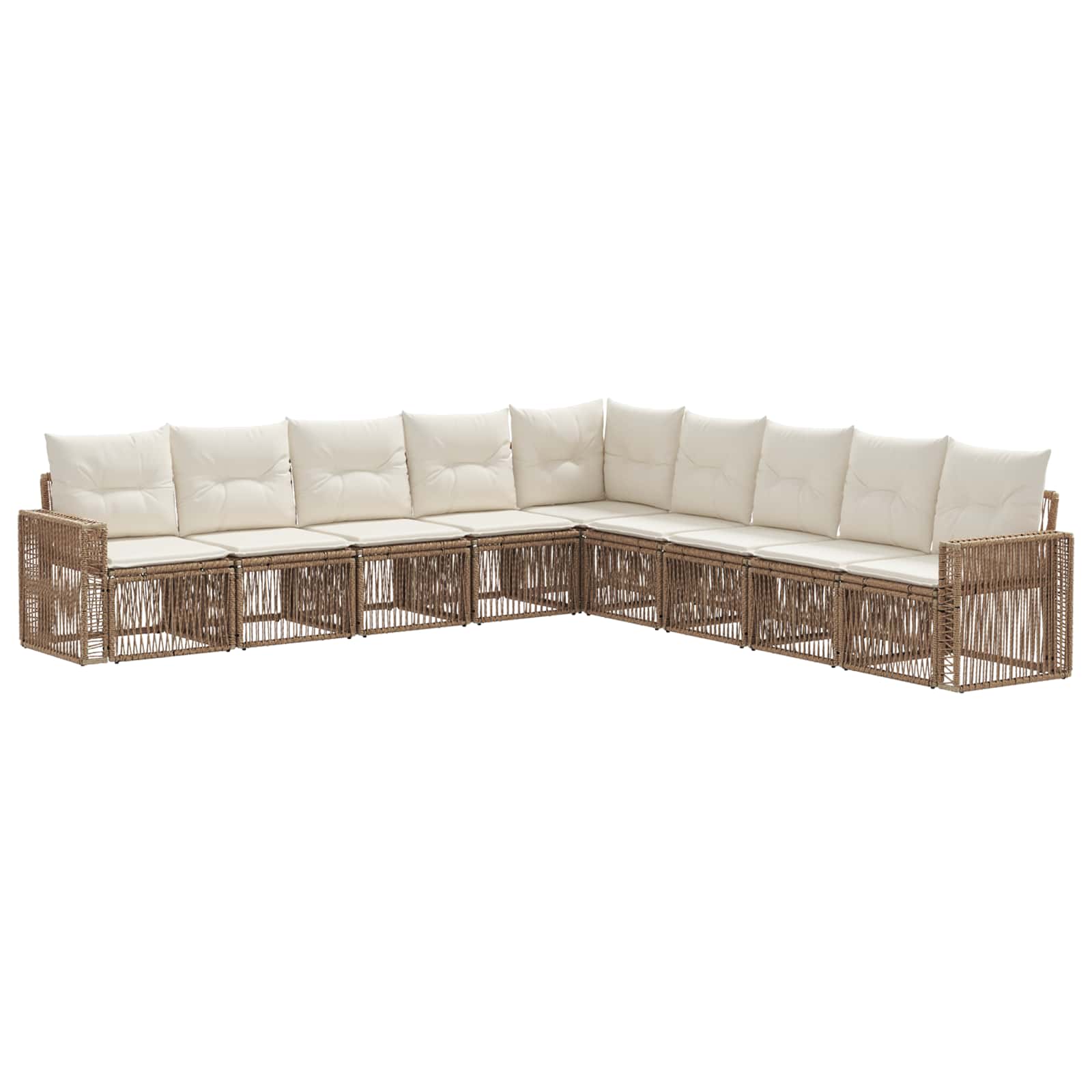 Tuinbankenset 9 pcs Beige en Crème Wit poly rattan