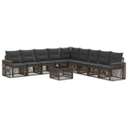 Tuinbankenset poly rattan grijs 10-delig