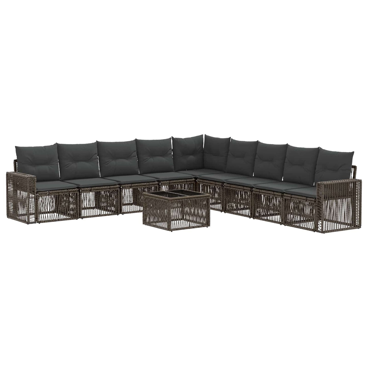 Tuinbankenset 10 pcs Grijs en Donkergrijs poly rattan