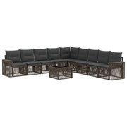 Tuinbankenset poly rattan grijs 10-delig