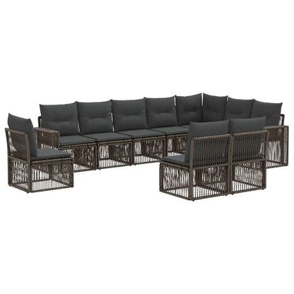 Tuinbankenset 10 pcs Grijs en Donkergrijs poly rattan