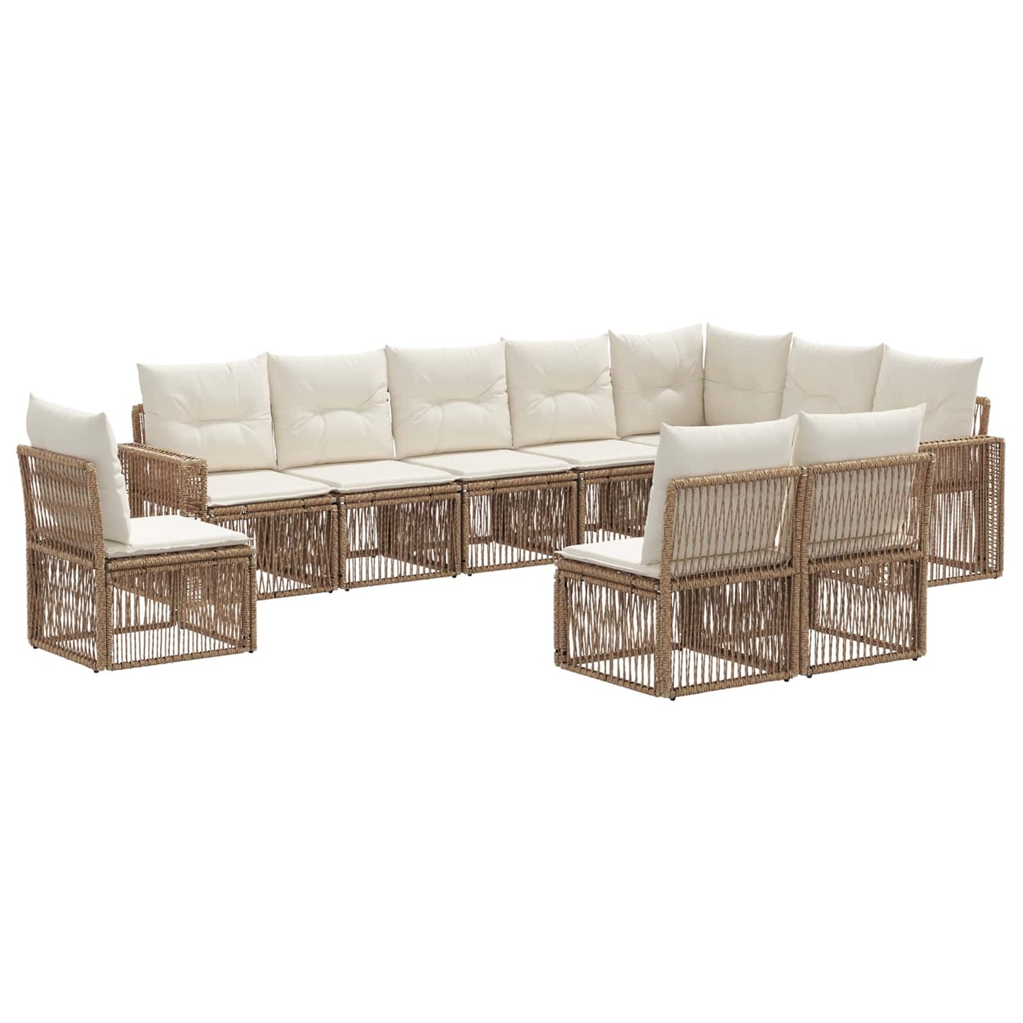 Tuinbankenset 10 pcs Beige en Crème Wit poly rattan