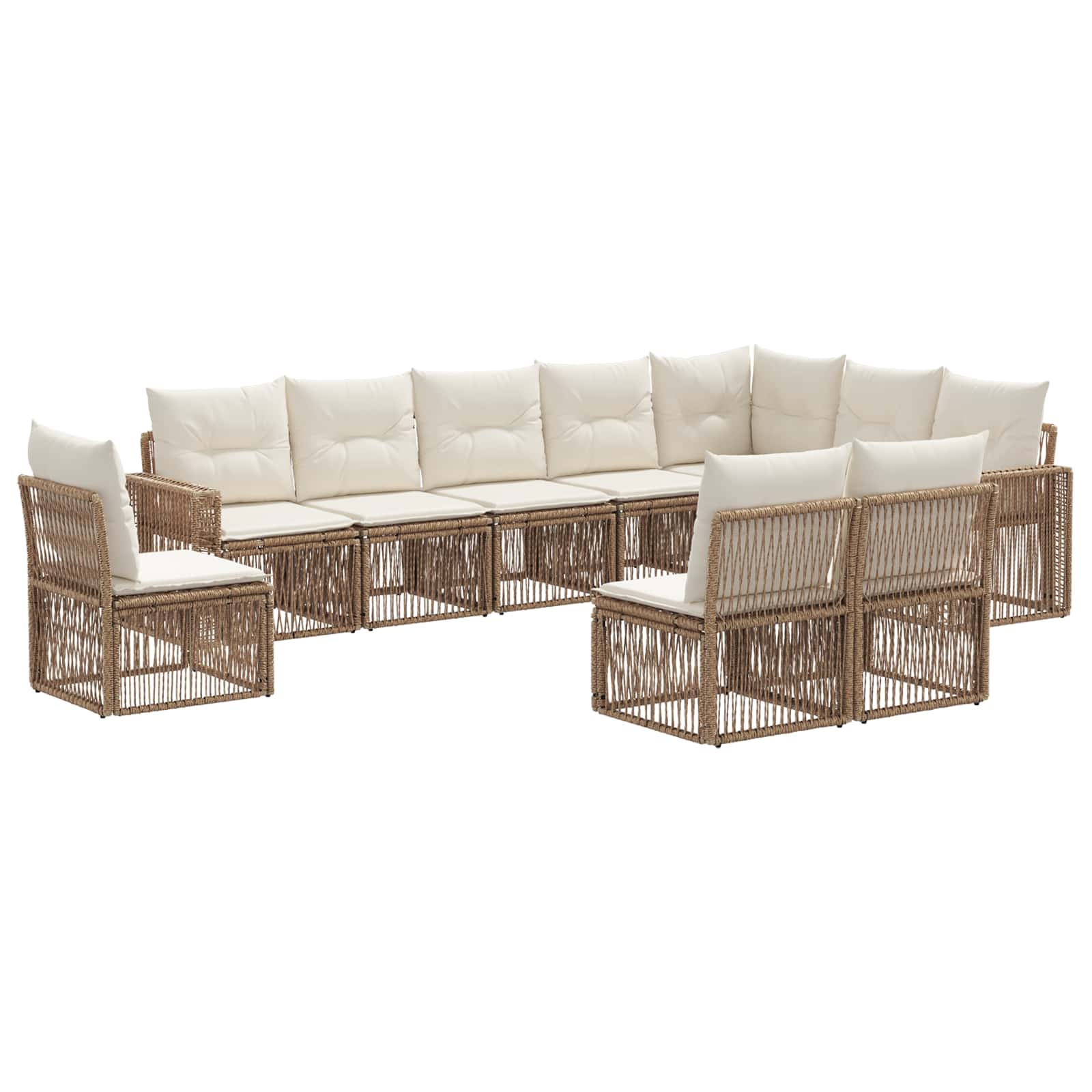 Tuinbankenset 10 pcs Beige en Crème Wit poly rattan