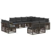 Tuinbankenset poly rattan grijs 11-delig