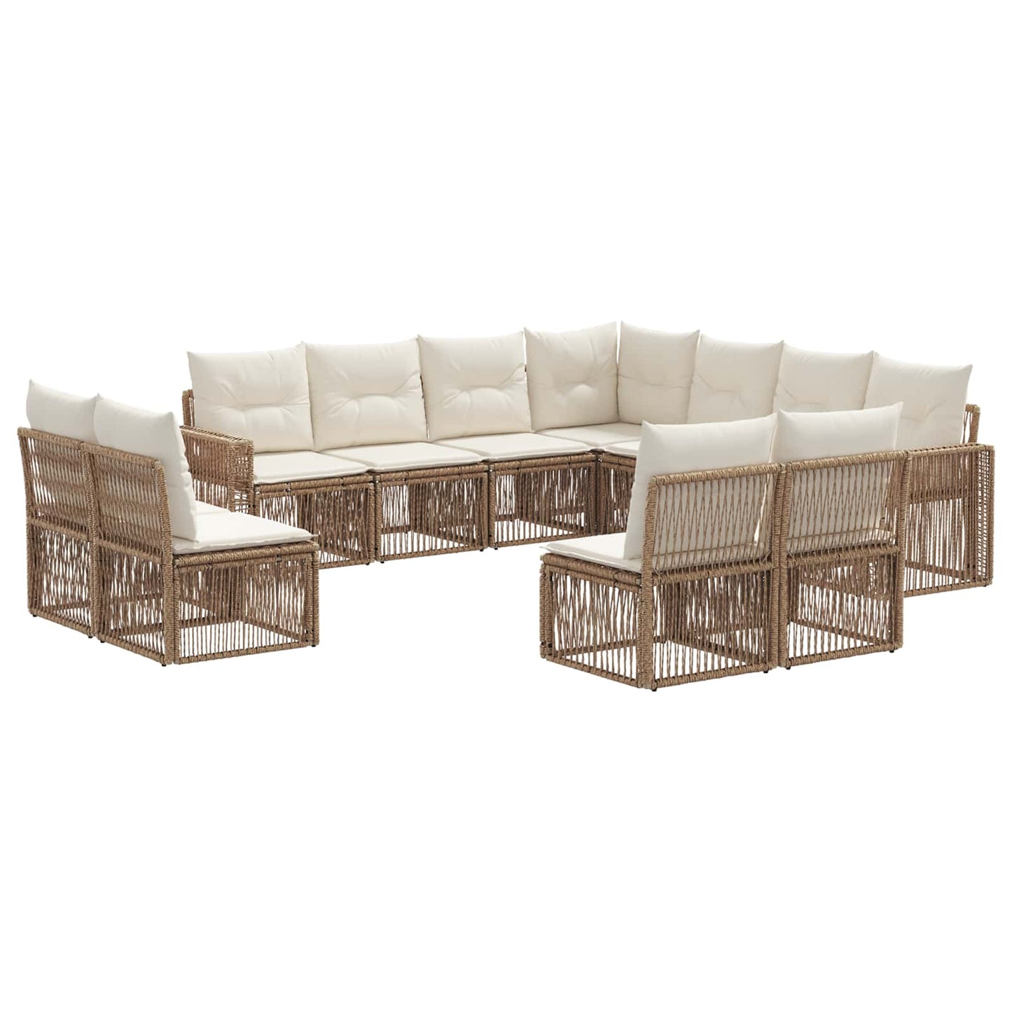 Tuinbankenset 11 pcs Beige en Crème Wit poly rattan
