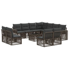 Tuinbankenset poly rattan 12-delig grijs
