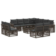 Tuinbankenset poly rattan 12-delig grijs