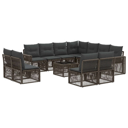 Tuinbankenset 12 pcs Grijs en Donkergrijs poly rattan