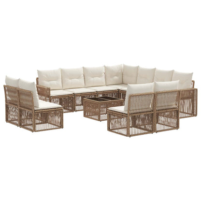 Tuinbankenset 12 pcs Beige en Crème Wit poly rattan