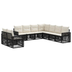 Tuinbankenset poly rattan zwart cream wit 9 persoons