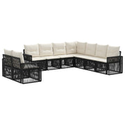 Tuinbankenset poly rattan zwart cream wit 9 persoons