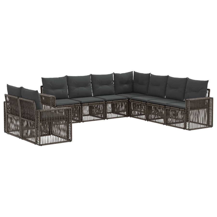 Tuinbankenset 9 pcs Grijs en Donkergrijs poly rattan