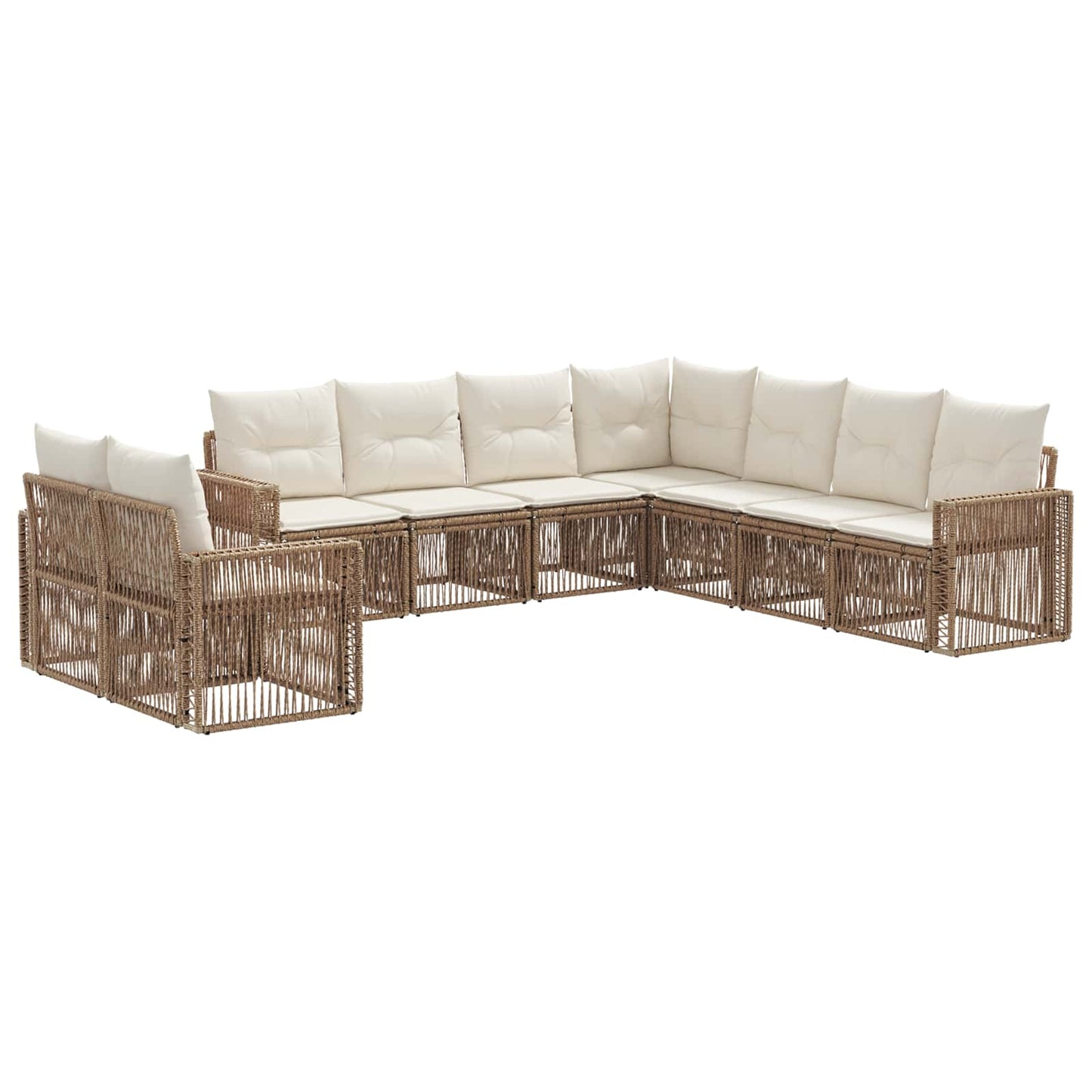Tuinbankenset 9 pcs Beige en Crème Wit poly rattan