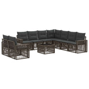 Tuinset poly rattan grijs 10-delig