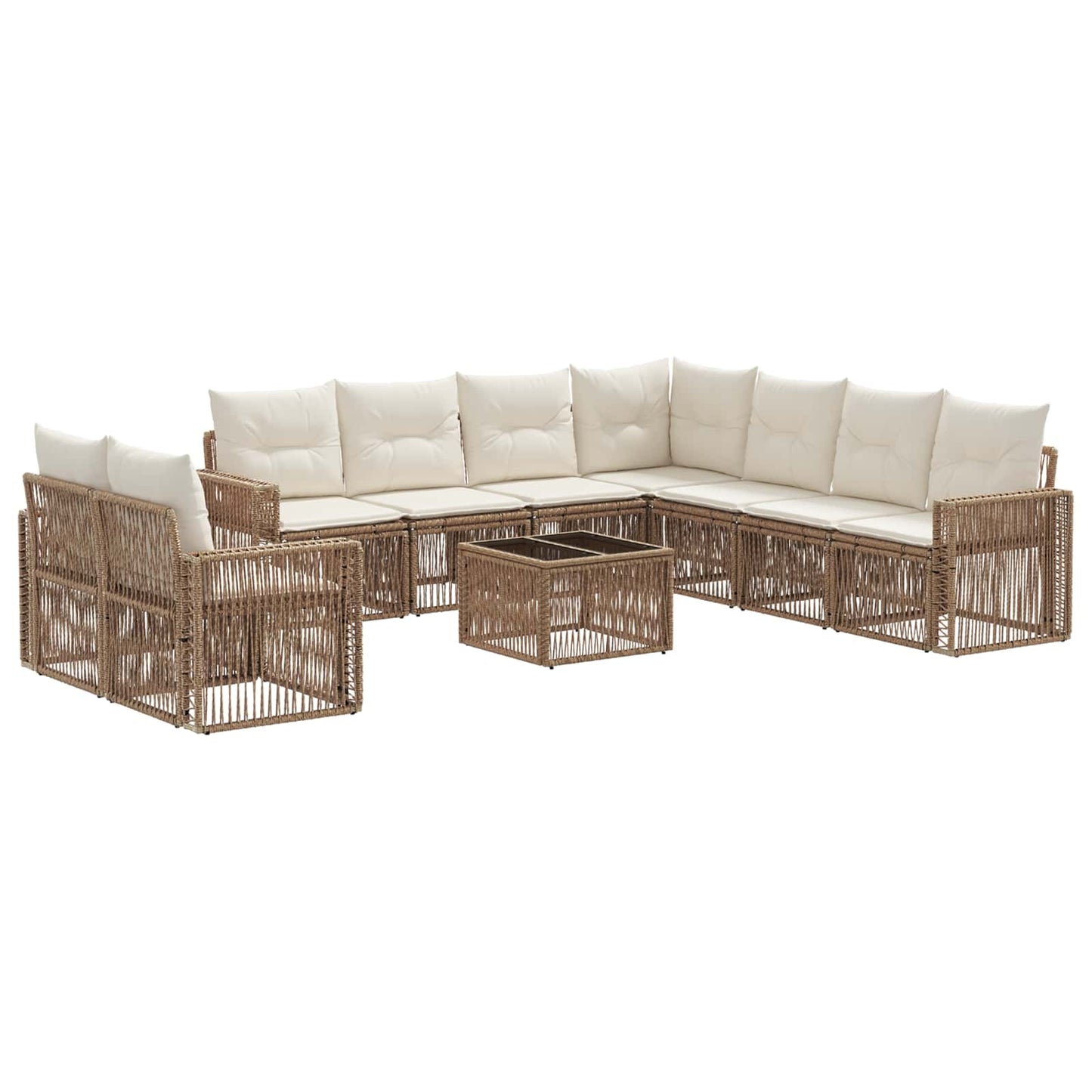 Tuinbankenset 10 pcs Beige en Crème Wit poly rattan
