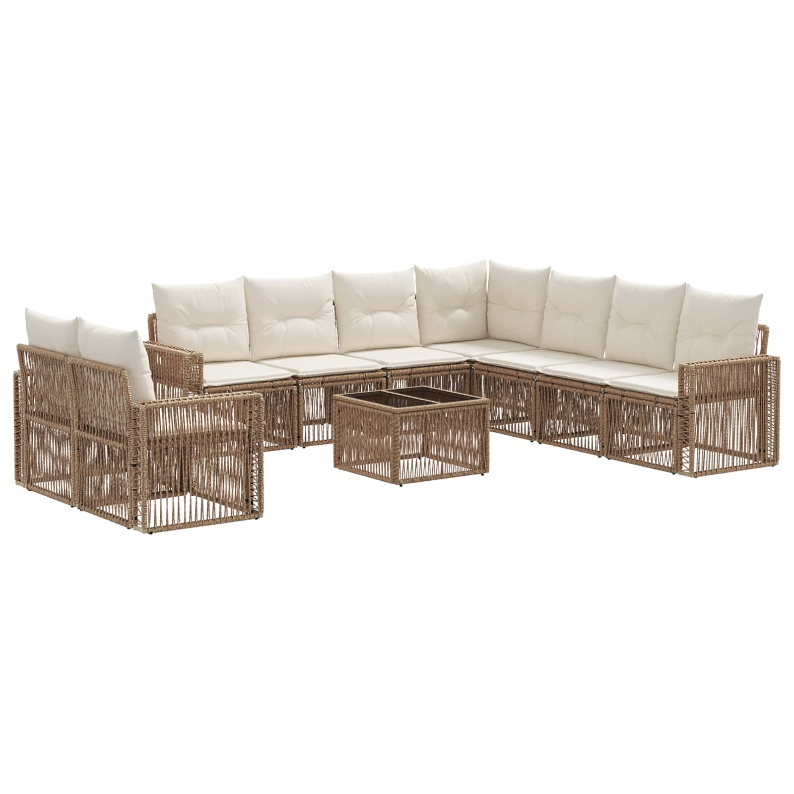 Tuinbankenset 10 pcs Beige en Crème Wit poly rattan