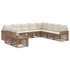 Tuinbankenset poly rattan beige crème wit modulair
