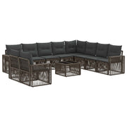 Tuinbankenset poly rattan grijs 10 personen