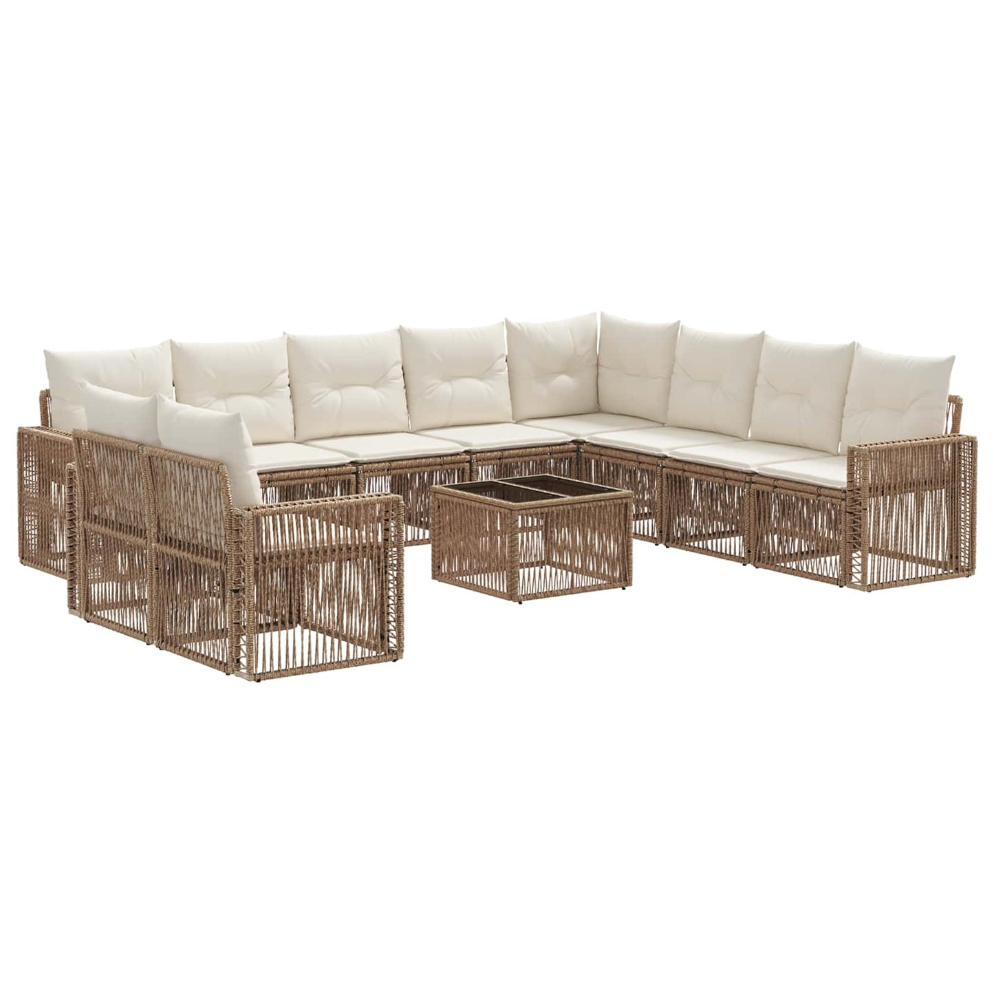 Tuinbankenset 11 pcs Beige en Crème Wit poly rattan